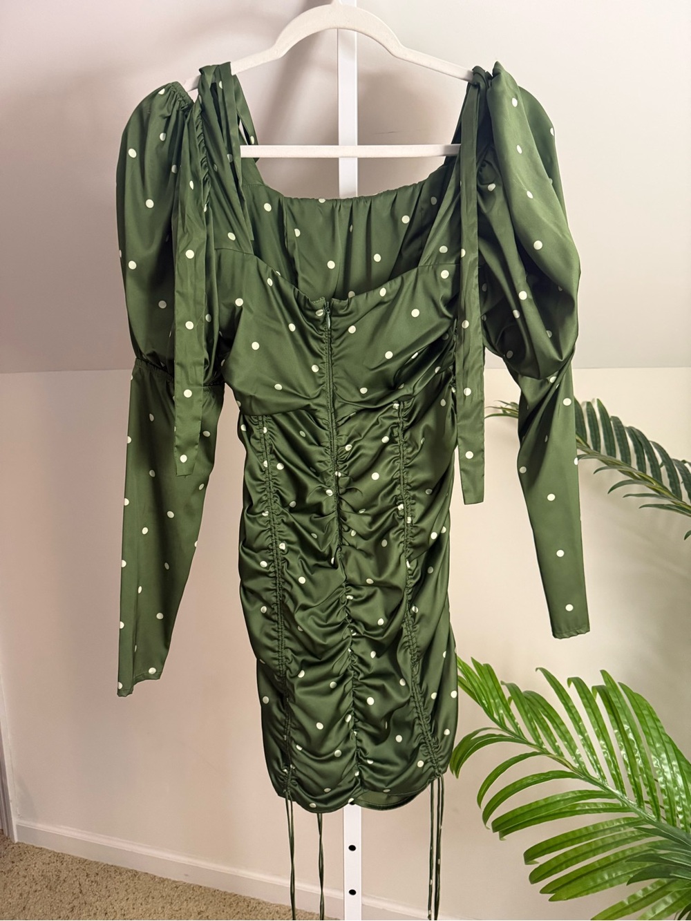 For Love & Lemons Davies mini dress in green polka dot satin Medium - Picture 3 of 5